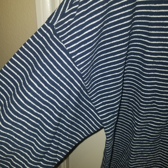 *NEW WITH TAGS* MADEWELL blue and white striped 3/4 sleeve top size large - Picture 3 of 7